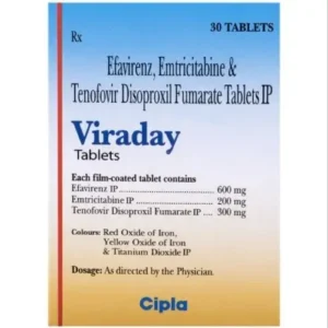 Viraday (Efavirenz+Emtricitabine+Tenofovir Disoproxil Fumarate) available Delhi, Mumbai, Madras, Hyderabad, Bangalore India